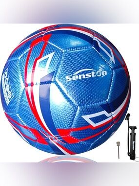 Senston Blue Red Soccer Ball w/ Pump & Needle  Size 5. NWOT